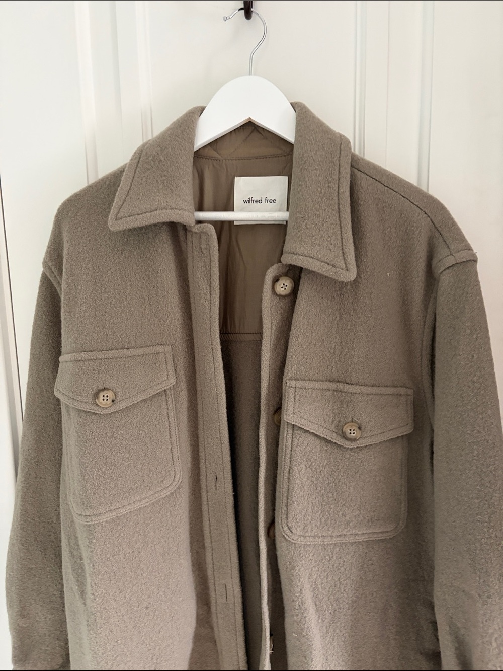 Aritzia • Wilfred Free Mushroom Taupe Merino Wool Coat Size S - Picture 2 of 10